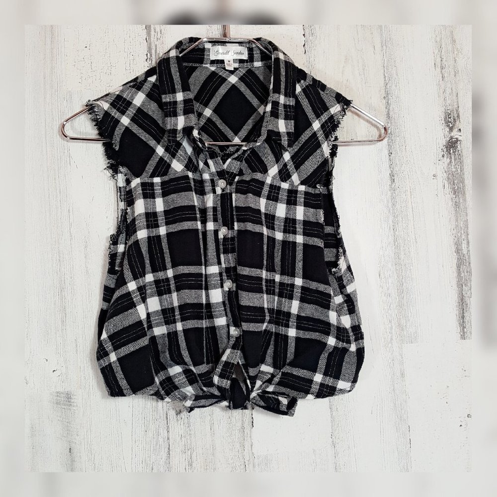 EMERALD SUNDAE tie-front flannel shirt